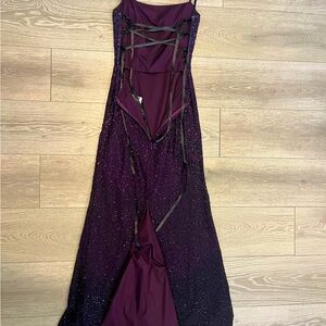 fully beaded purple size s prom dress
